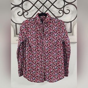 J Crew Women's Size 6 Liberty Art Fabrics Floral Button Down Shirt Bow Tie